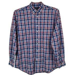 Ralph Lauren Mens 2XLT Tall Plaid Button Down Shirt Red Blue Cotton Casual